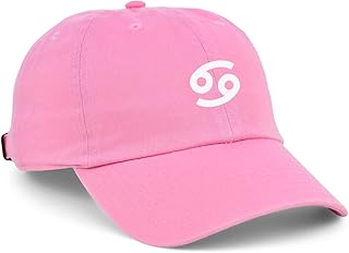 كاب بينك مطبوع باشكال مميزة، مطبوع على علامة البروج الخاصة بك (السرطان)، باللون الابيض للجنسين، زهري