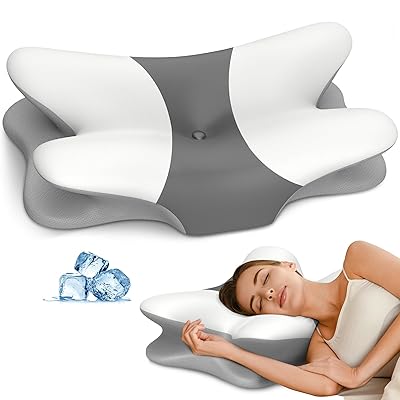 Cervical Neck Pillow for Pain Relief - Ergonomic Side Sleeper Pillow for Neck Support, Cooling Memory Foam Pillows for Sleeping, Contour Pillow Orthopedic Bed Pillow for Back Stomach Sleepers