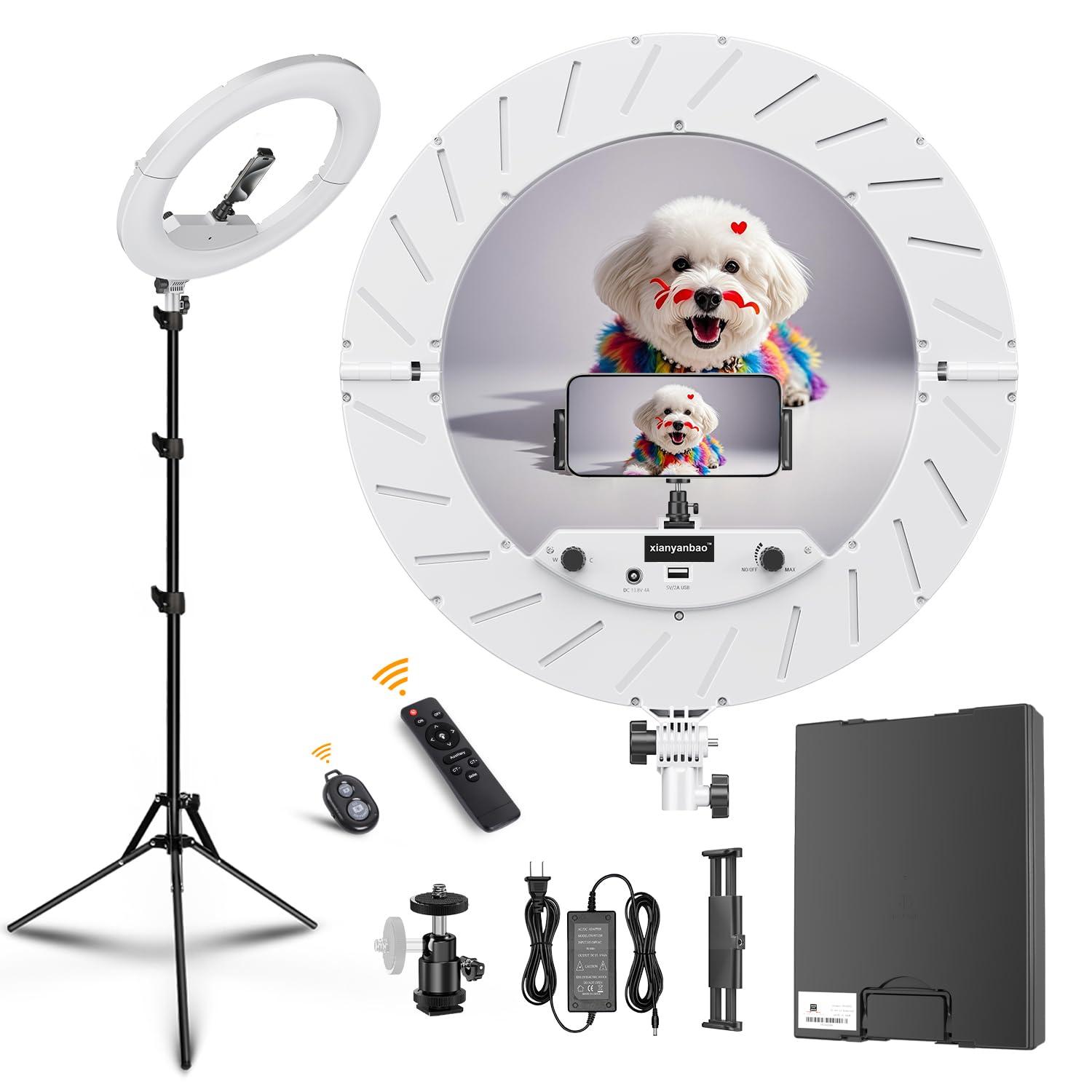 18 Inch Ring Light Kit, 55W Dimmable LED Light, Tripod Stand, Remote Controller,Box,CRI95(White)