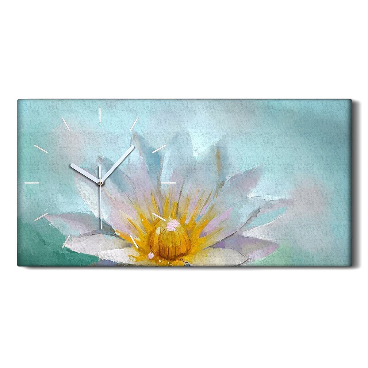 Horloge sur toile salon et chambre moderne tableau fleur de lotus 60x30cm