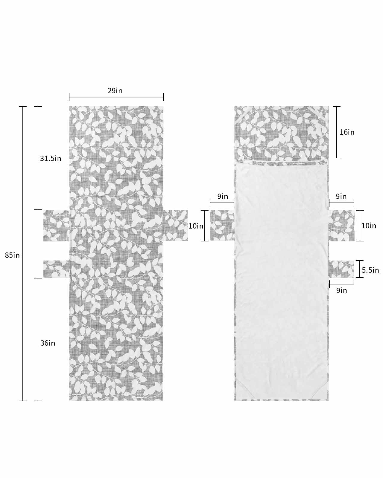 Grey White Botanical Beach Lounge Chair Towel Cover, Soft Chaise Lounge Towel with Side Pockets Patio Pool Chairs Cover for Beach/Pool Sunbathing 29x85 Pastoral Spring Floral Summer Art