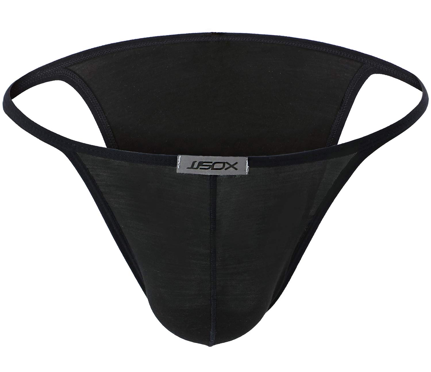 Men's Thong Swimwear Sexy G-String Briefs Underwear Swimsuit - black - Large