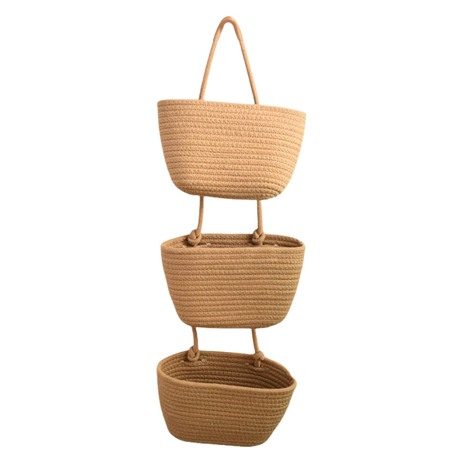 carotoe Cotton Hanging Storage Basket 3 Layer Cotton Hanging Basket for Storing Spices Toiletries and Files Sturdy Organizers