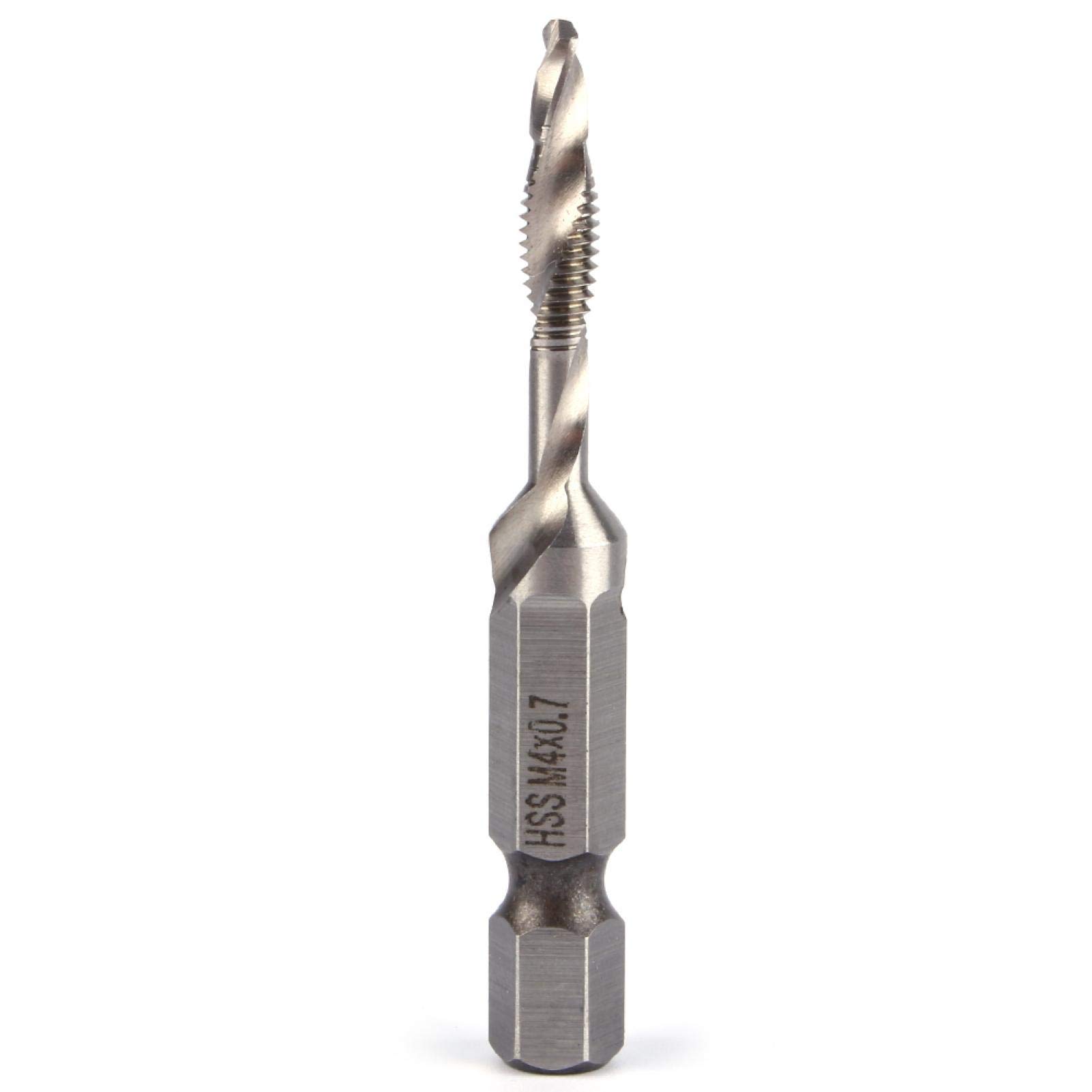 Punta Trapano M4 HSS, Punte Trapano con Codolo Esagonale 1/4 "HSS, Punte Trapano con Filettatura A Punta Utensili Manuali per Foratura del Legno, Metallo Morbido, Alluminio, Ferro