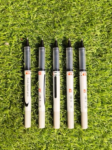 Image of Figo Posh Liquid Roller Pen | Smooth Writing | Fine Tip | Quick Dry Black Ink | Comfortable Grip | Office & School Use | Pack of 7 / Black Ink