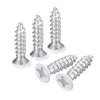 Vista 32 de uxcell Tornillos blancos ST2x4mm Tornillos autorroscantes, 100 tornillos Phillips de cabeza plana para madera para carpintería