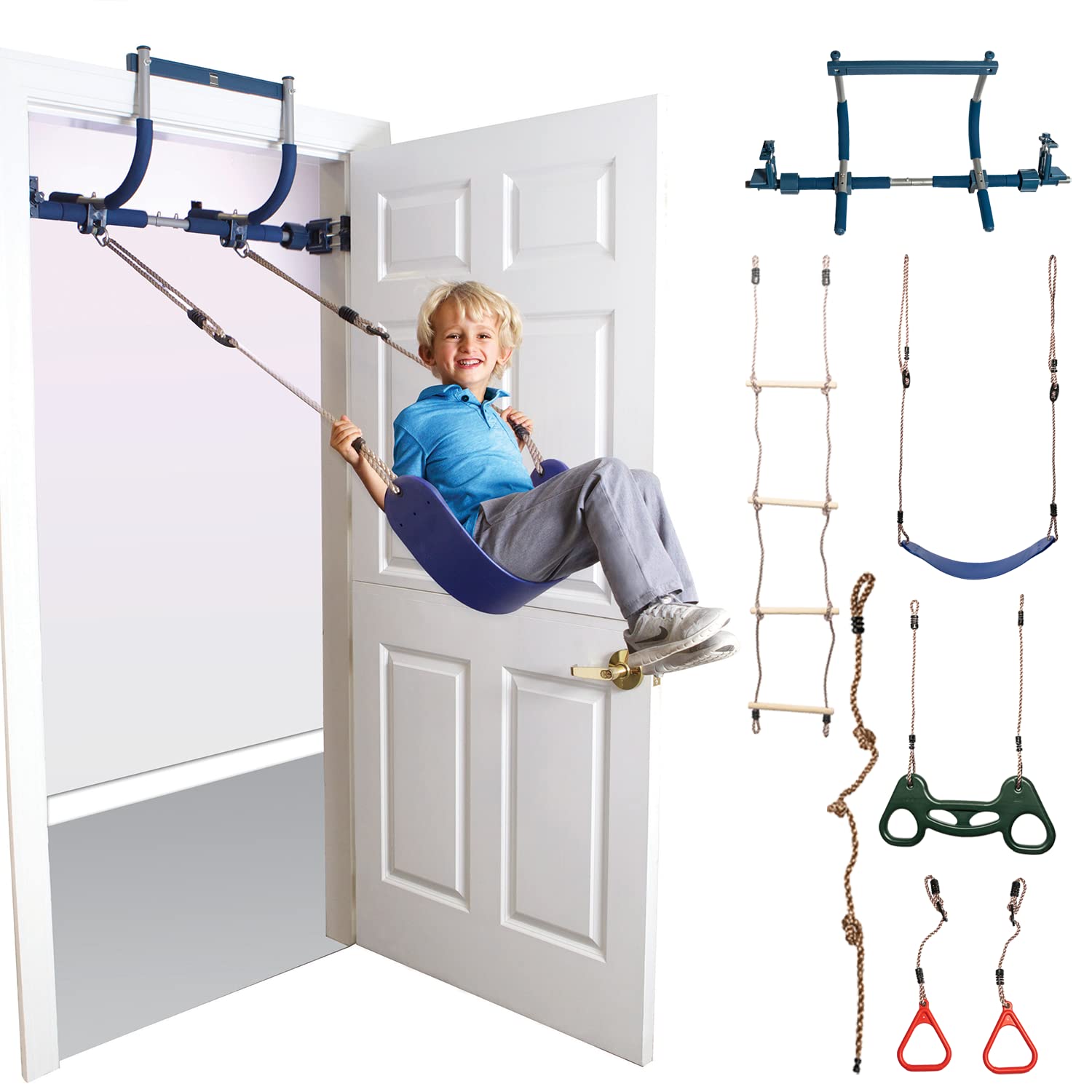 Gym1 6 Piece Indoor Doorway Gym Set for Kids Indoor Swing for Kids