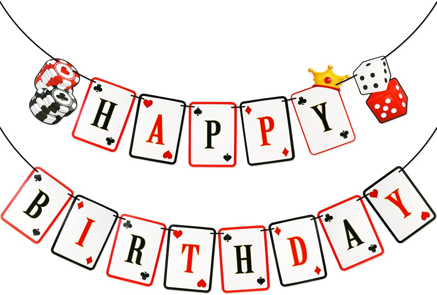 Casino Happy Birthday Banner, Casino Theme Party Decorations, Poker Decorations for Party, Casino Night Party Decor, Las Vegas Themed Party Decorations - Image 2