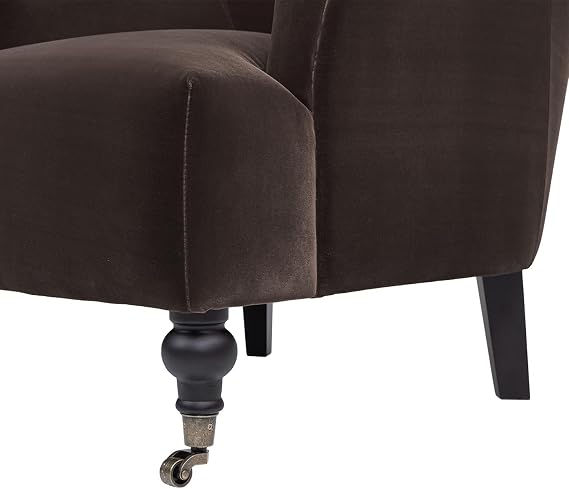 Jennifer Taylor Home Eloise 30 Pleated Sock Arm Accent Armchair, Deep Brown Performance Velvet