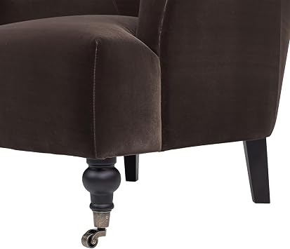 Jennifer Taylor Home Eloise 30 Pleated Sock Arm Accent Armchair, Deep Brown Performance Velvet
