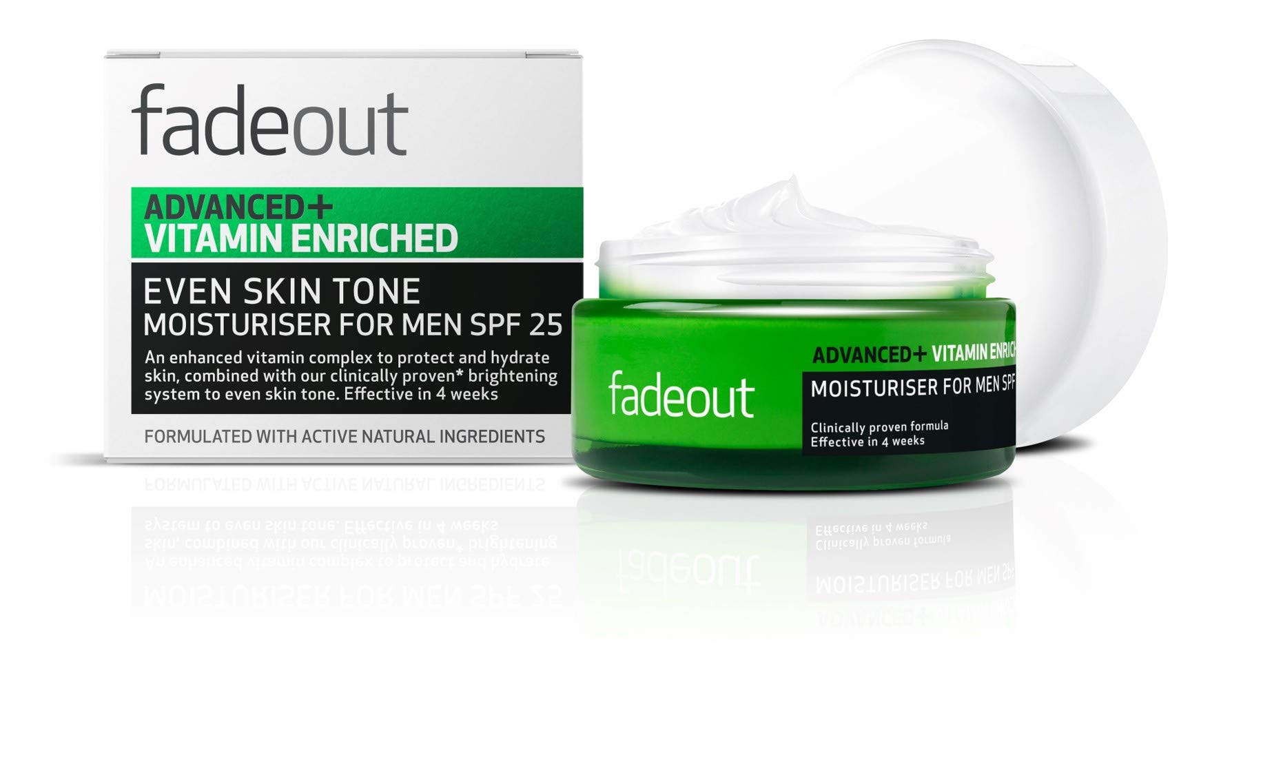 Fade Out Advanced+ Vitamin Enriched Moisturiser for Men SPF 25 - Clinically Proven Face Cream to Even Skin Tone in 4 weeks, 50ml