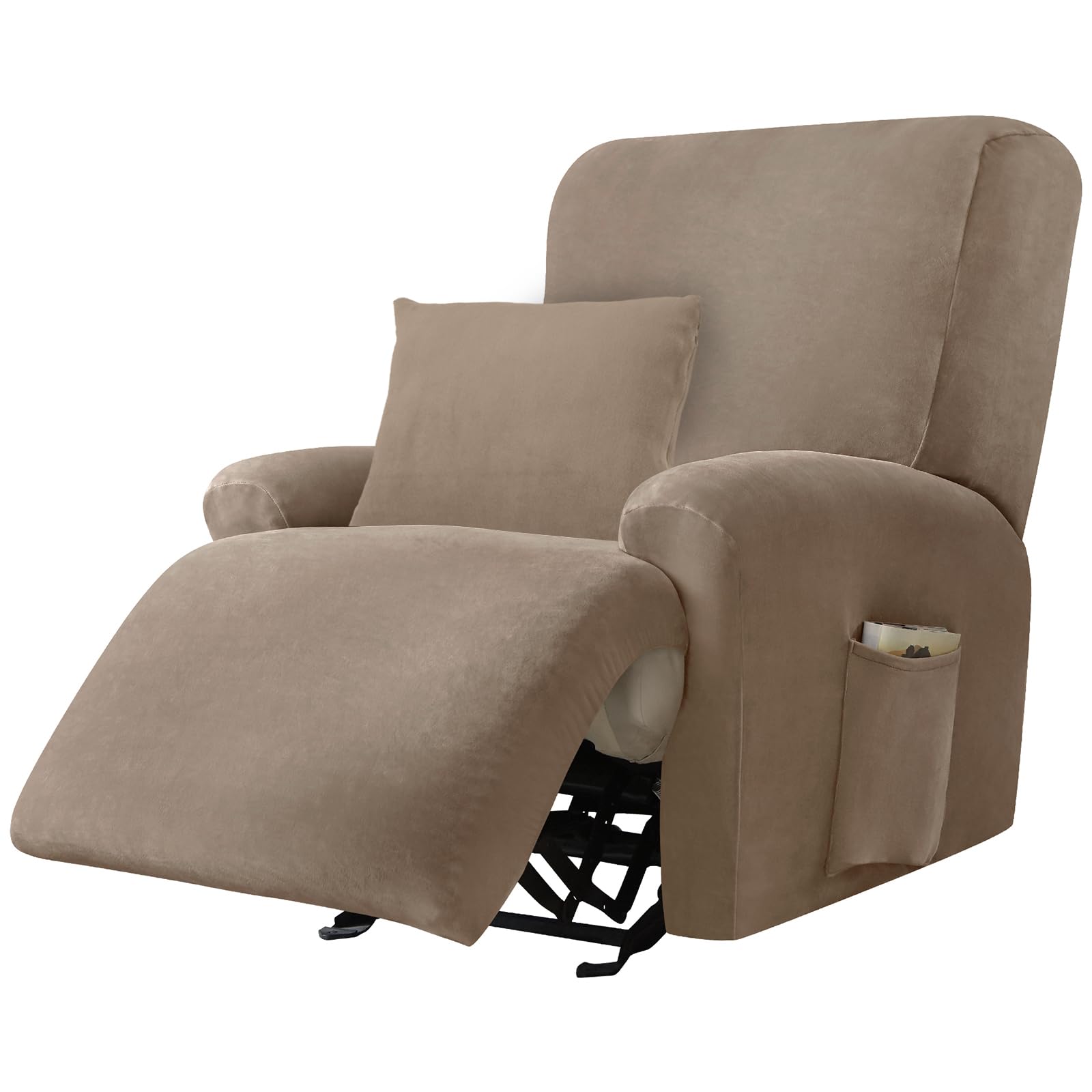 Alishomtll 4 Pieces Recliner Chair Covers, Stretch Velvet Recliner Sofa Covers