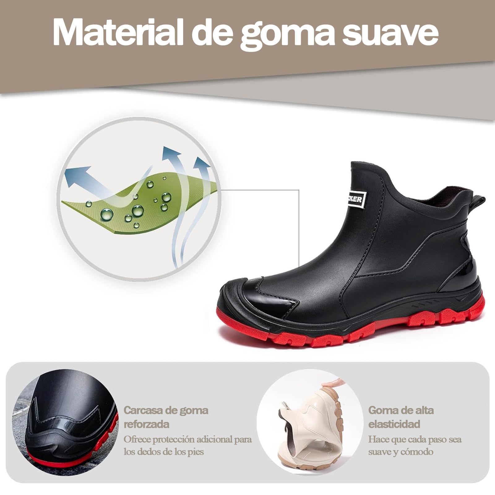 Botas de Agua Hombre,Botas Impermeables Mujer,Suave y Ligero Botas de Agua Trabajo Hombre Impermeable Antideslizante Adecuado para Días Lluviosos y Ambientes Húmedos 38-46EU