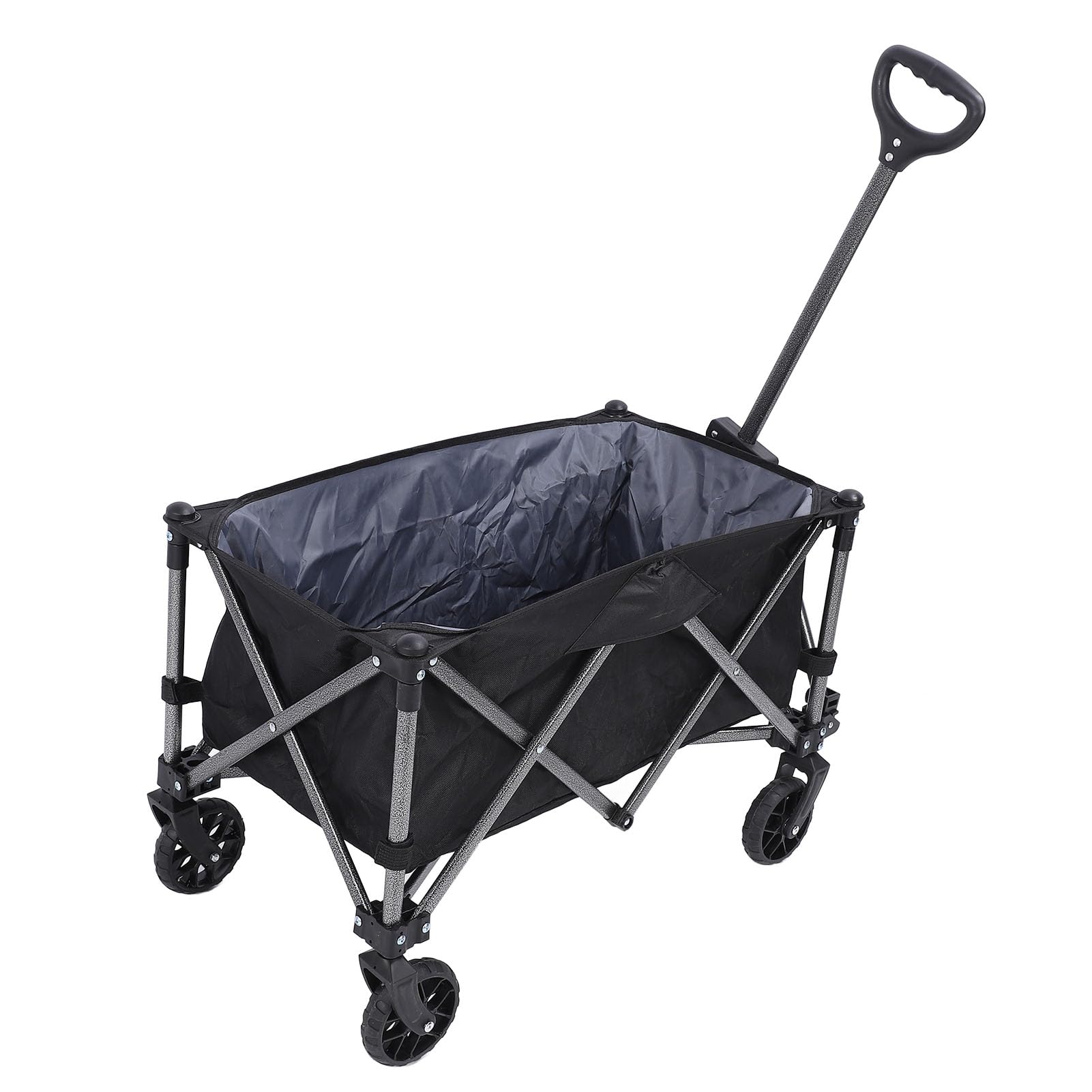 100 L Polyester Stahl Outdoor Hilfsprogramm Klappbare Autowagen Car Car Camp für Sporteinkaufslager Schwarz