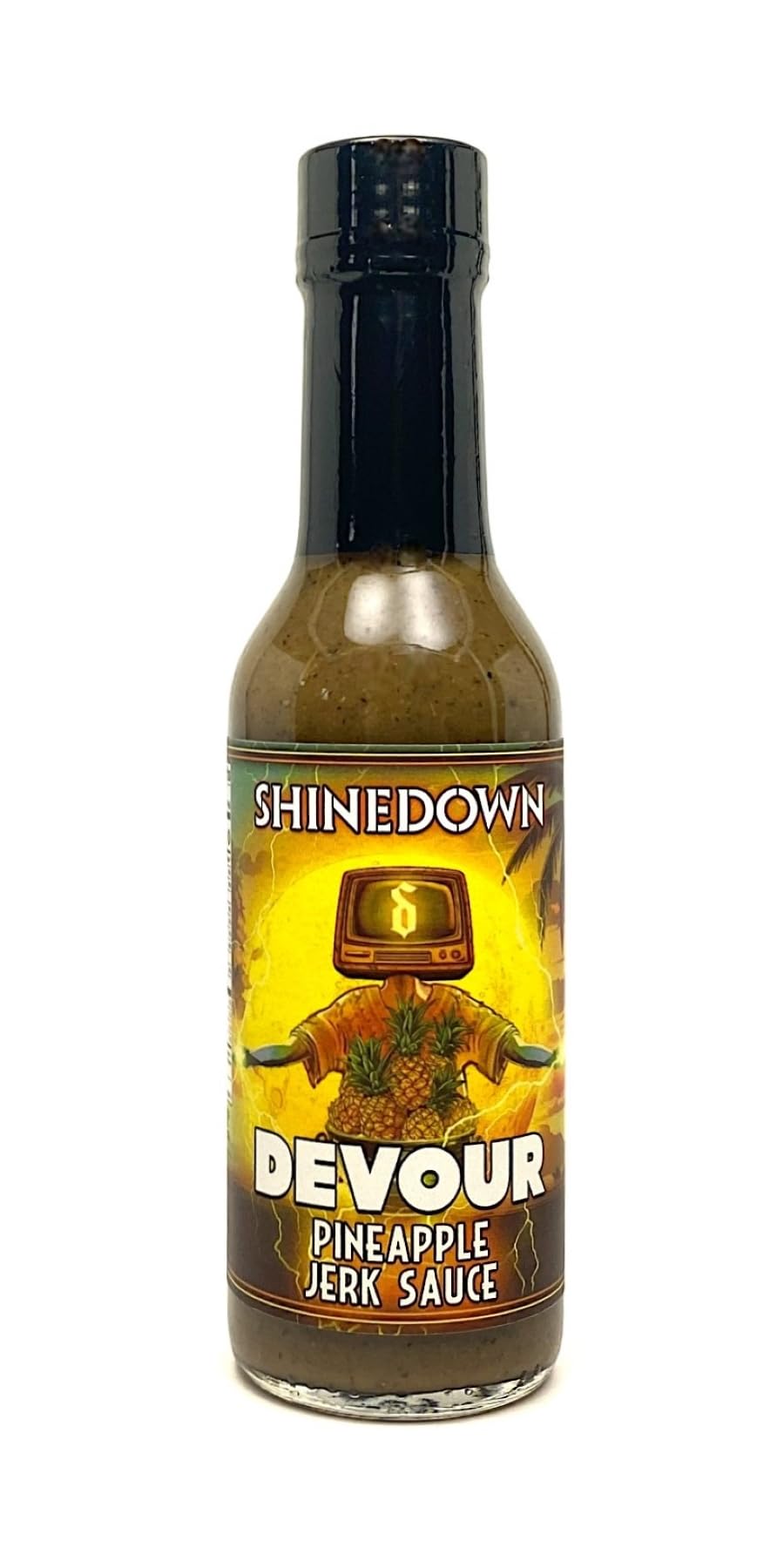 Torchbearer Sauces Pineapple Jerk Sauce aka Devour, a Shinedown Sauce, 5 Fl Oz Heat Level 3, Medium Spicy - All Natural Hot Sauce, Vegan, Extract-Free, Made in USA