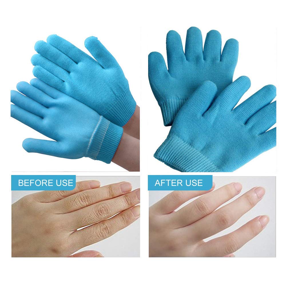 AnHua 1 Pair Gel SPA Moisturizing Gloves Soft Cotton Moisturizing Whitening Exfoliating Foot Mask Smooth Skin Care Dry Treatment (Blue) : Beauty & Personal Care
