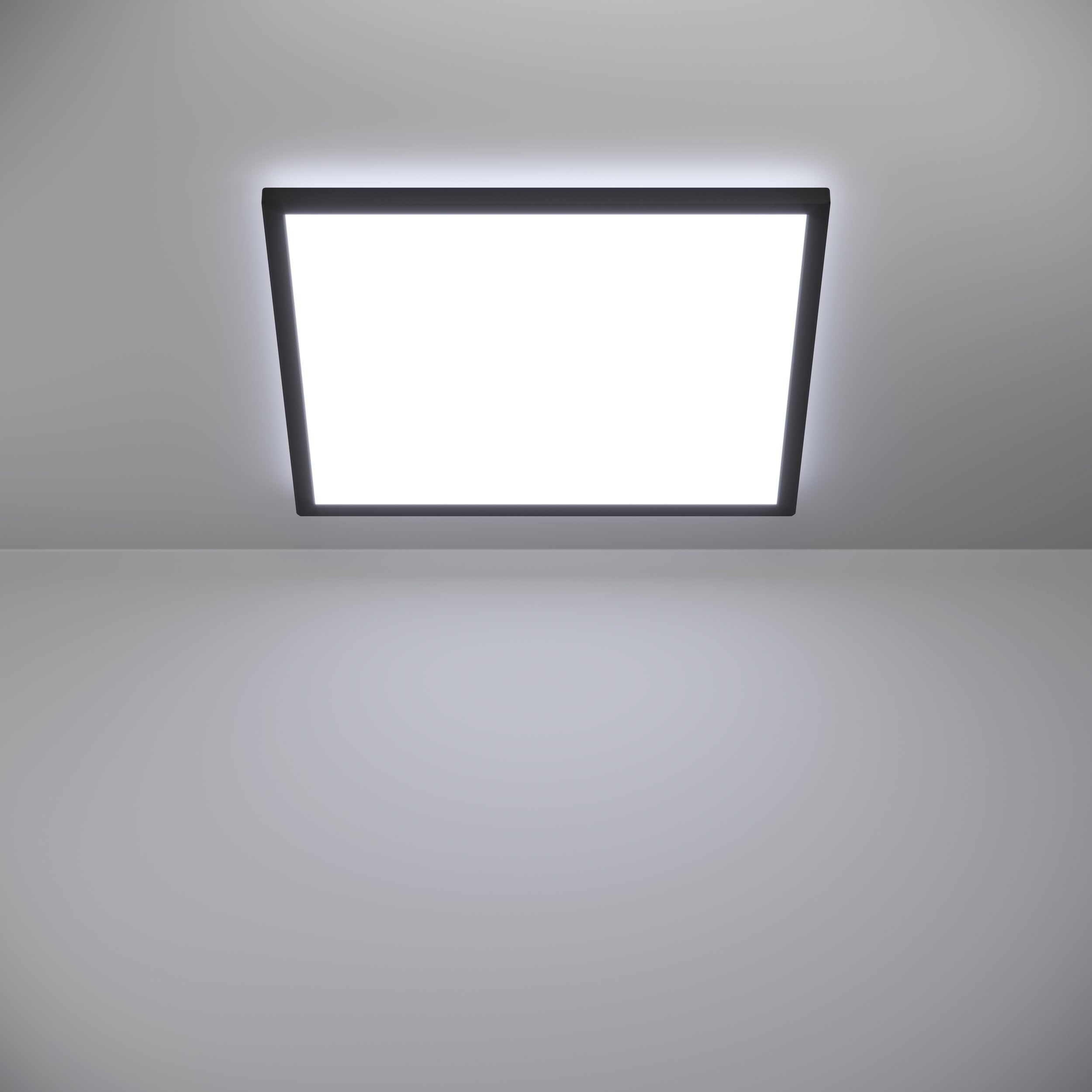 Eglo Rovito Lampa Sufitowa Led, Okrągła Lampa Sufitowa Do Łazienki, z Tworzywa Sztucznego w Kolorze Czarnym i Białym, Oświetlenie Sufitowe, Ciepła Biel, Zimna Biel, Ip44, 50 x 50 Cm
