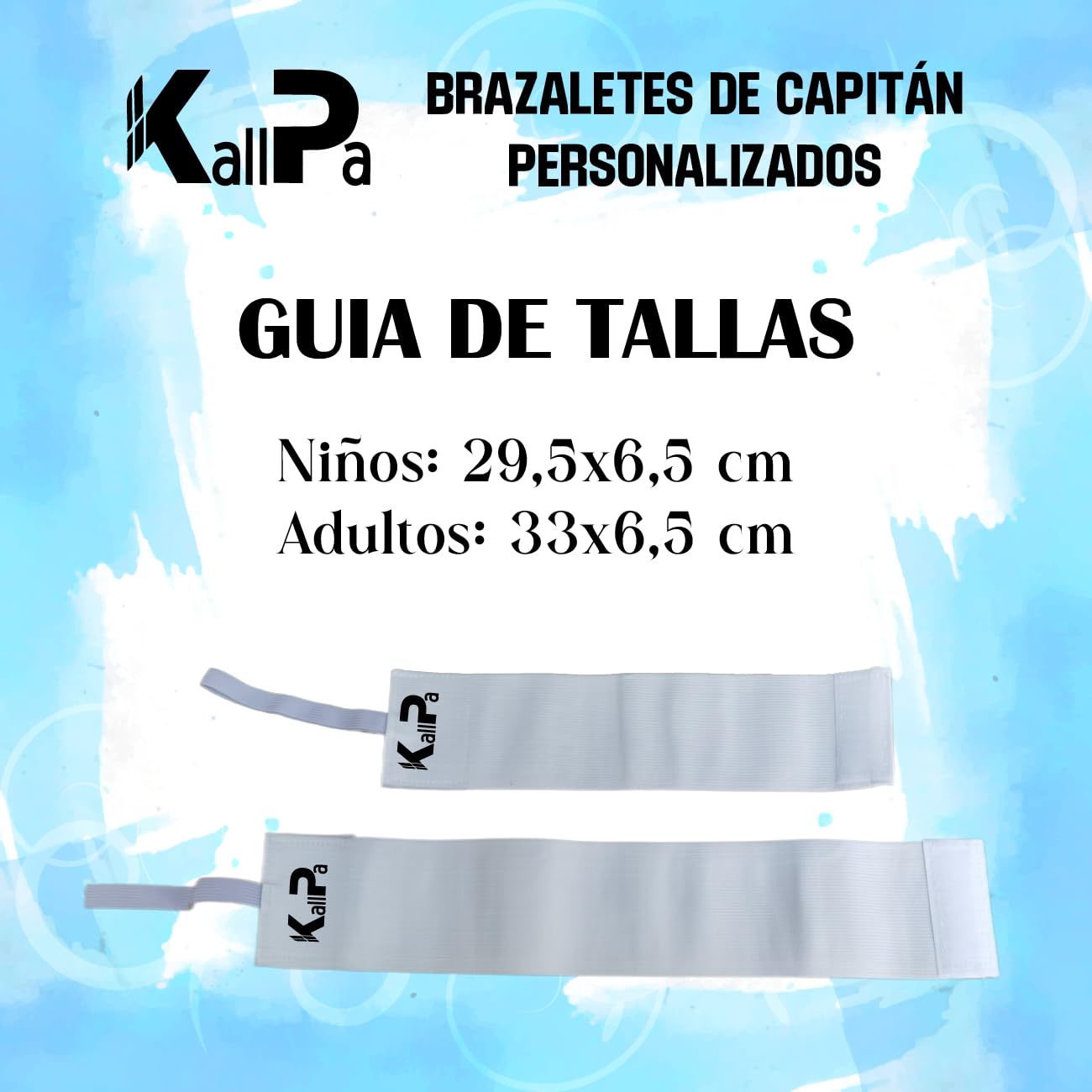 KALLPA Brazalete de capitán personalizado con logotipo, número y nombre elástico ajustable
