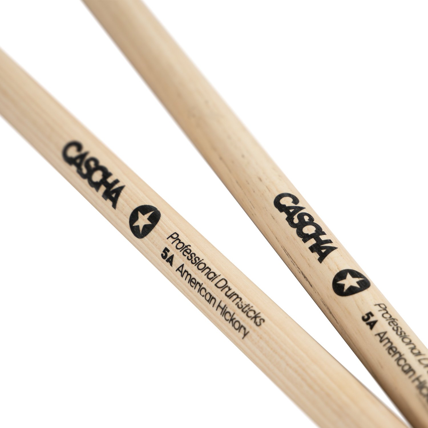 CASCHA Drumsticks 5A American Hickory - 12 Paar hochwertige Drum Sticks aus robustem Hickory-Holz - ausgewogener Schwerpunkt für optimale Kontrolle - Länge 407 mm - Schlagzeug Sticks 24 Stück