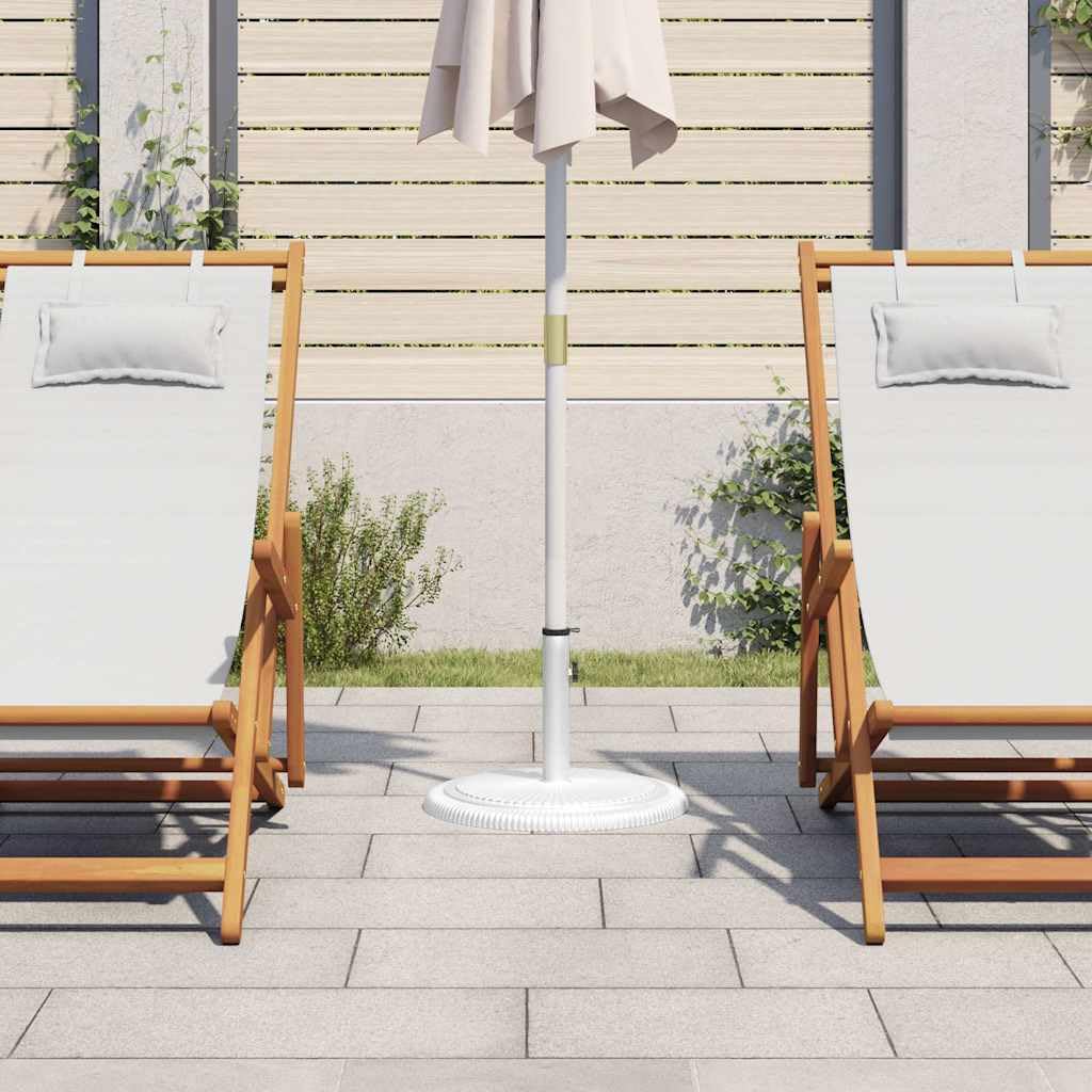 Stojak na parasol przeciwsłoneczny, biały, żeliwo, 45 x 45 x 30 cm, z adapterem do drążków parasoli 35-48 mm, na balkon, taras, do ogrodu, stabilna podstawa parasola z dekoracyjnym kwiatowym