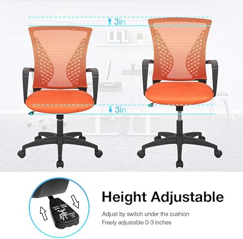 Miniatura 5 de Silla de oficina ergonómica de escritorio de malla ejecutiva, para jugar, rodante, giratoria, ajuste moderno con soporte lumbar medio de la espalda