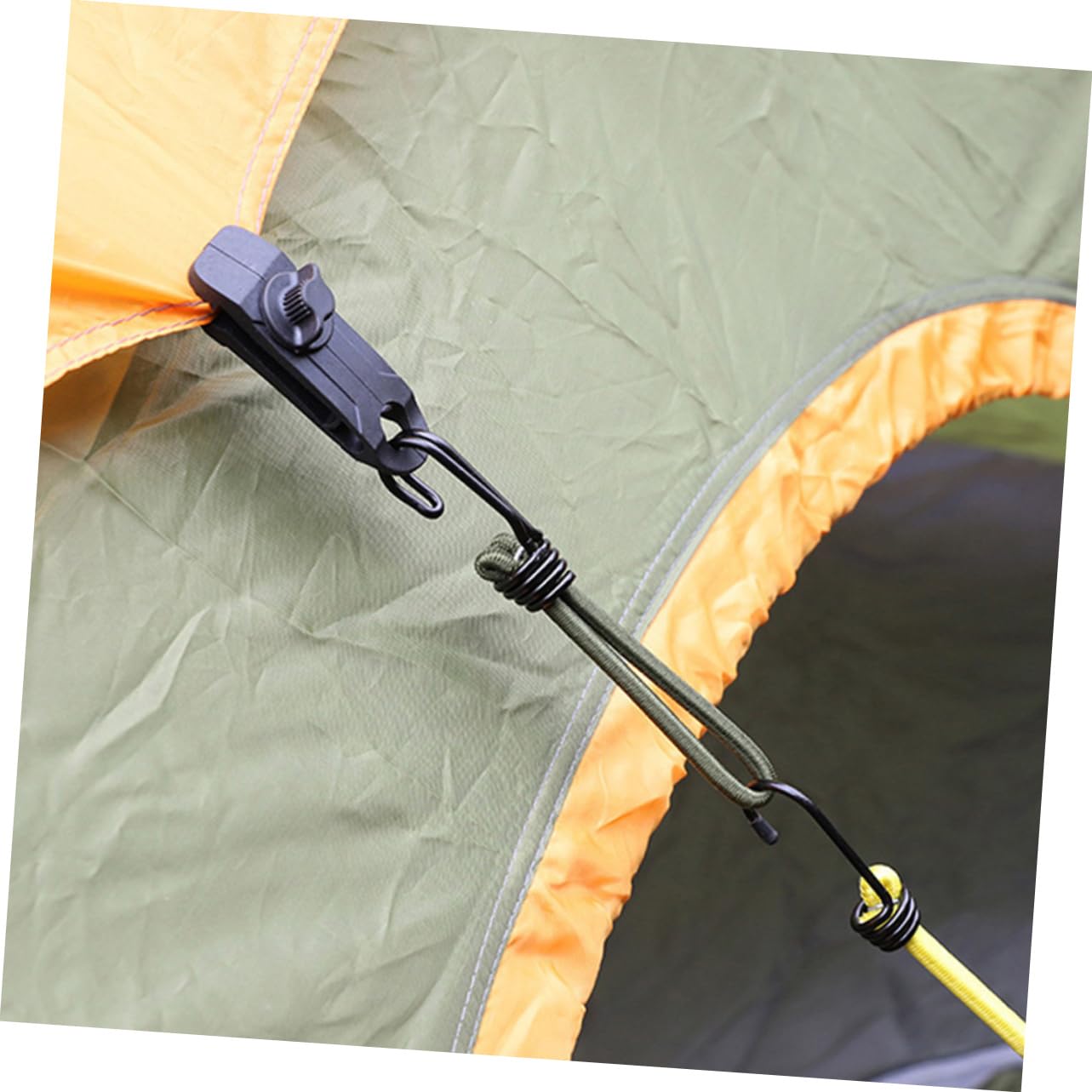 Abaodam Zeltzubehör Zeltheringe Zelt J Befestigung Camping Zeltplane Zelthaken Bungee Seile Mit Haken Kit Elastische Zeltklammern Zelte Schlafseil Outdoor Camper Gummi Oliv