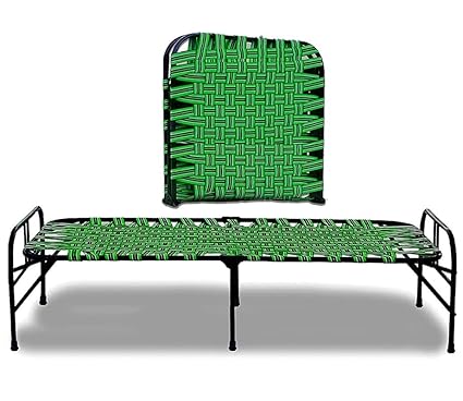 Pluse Portable Single Folding Bed 1 Year Warranty Space Saving Heavy Duty Foldable Bed Frame/Khat Cot for Sleeping Bed Sturdy Metal Bed Frame Space Saving Design 3'X6' Modern Green Bed