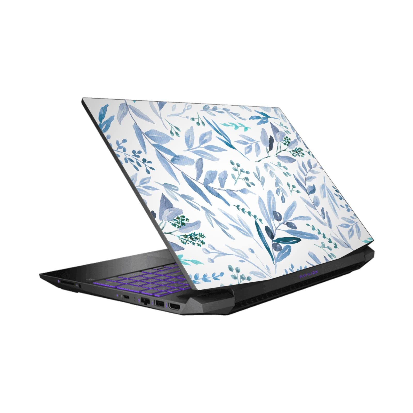 Autocollant HP Pavilion 15.6 masque rayures coque eucalyptus bleu
