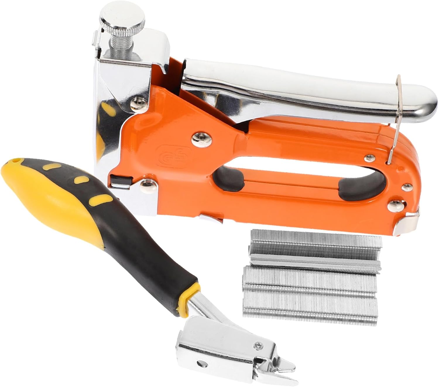Abaodam Manual Heavy Duty Staple Gun Woodworking Stapler with 600 Staples and Remover Tool Multipurpose Fastening for Carpentry and Wood Crafts