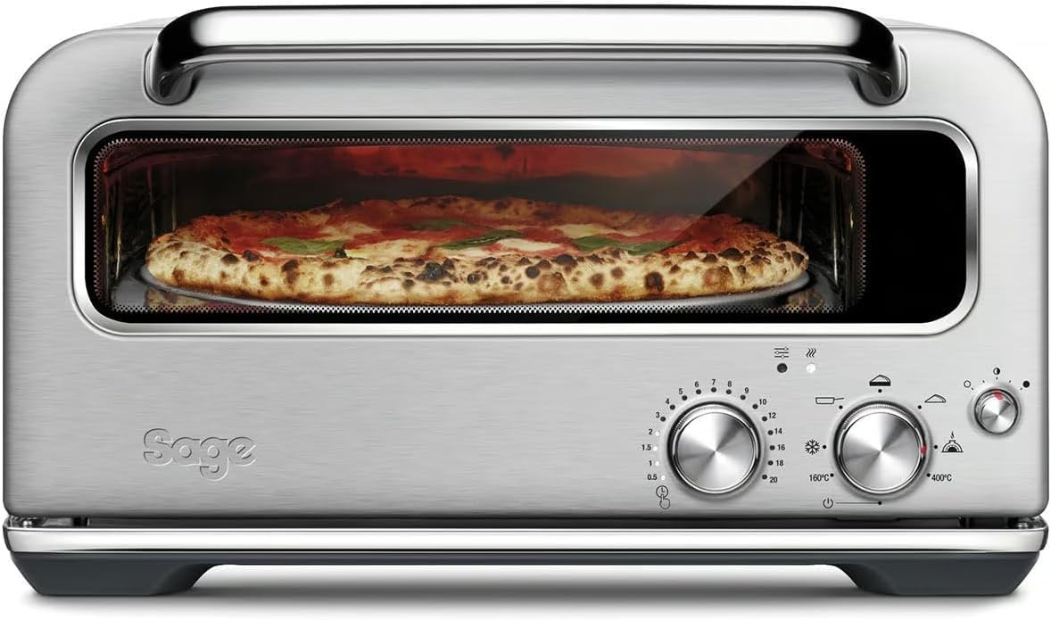 Sage - The Smart Oven Pizzaiolo – 12" Countertop Pizza Oven, 400°C, 7 Presets, Brushed Stainless Steel – Authentic Wood-Fired Style Pizza in 2 Minutes - UAE Version, 2 Year Manufacturer Warranty