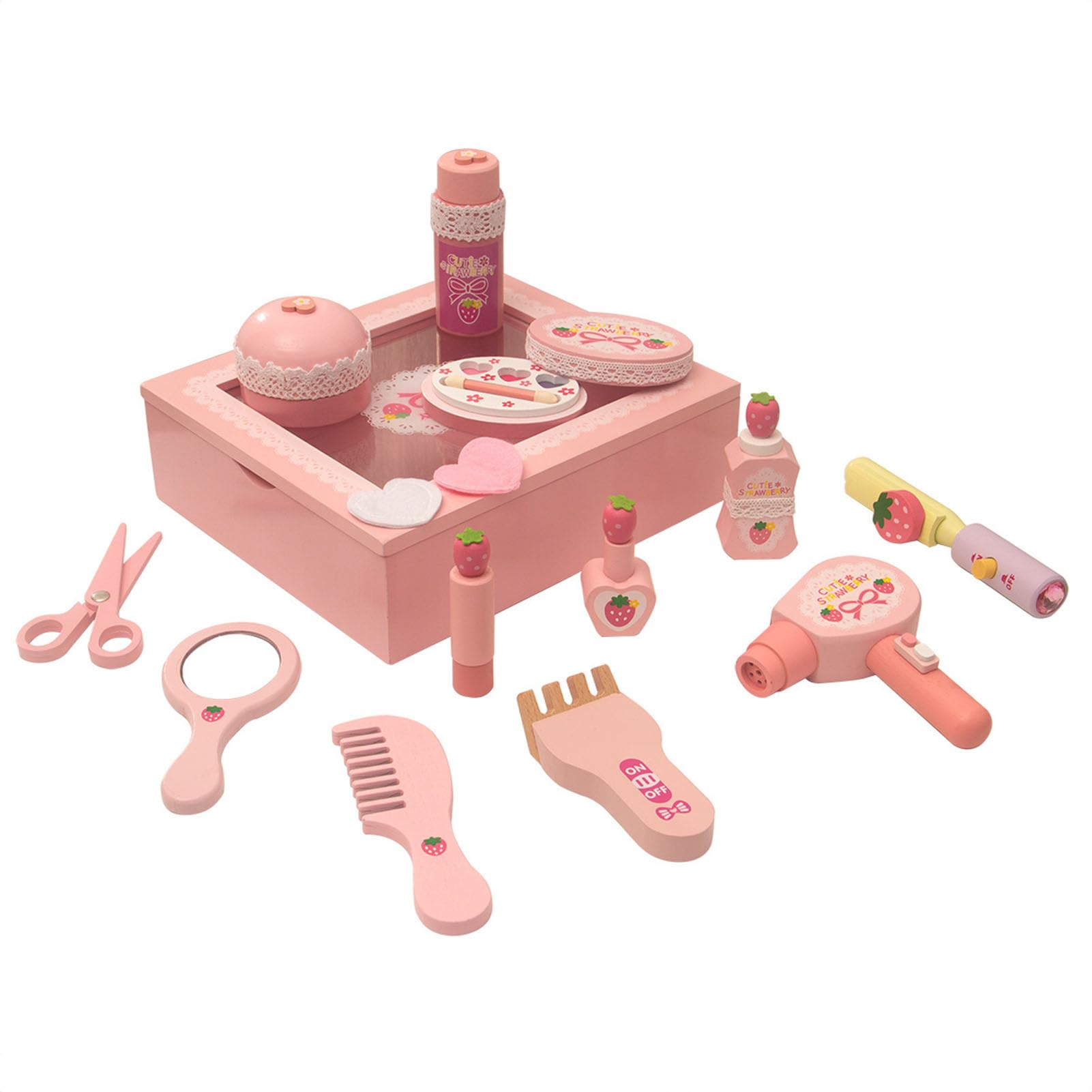 Set di Giochi di Trucco in Legno, Kit Cosmetico per Principessa Immaginaria