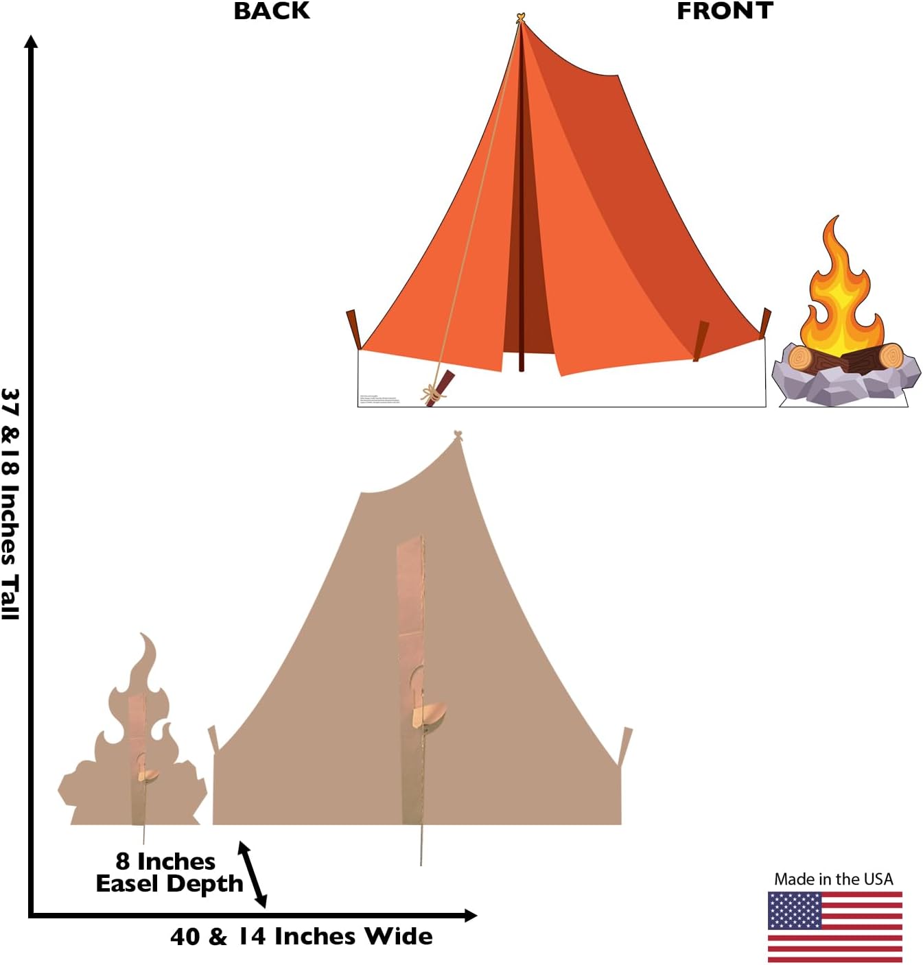 37'' Orange Tent and Campfire Cardboard Standup