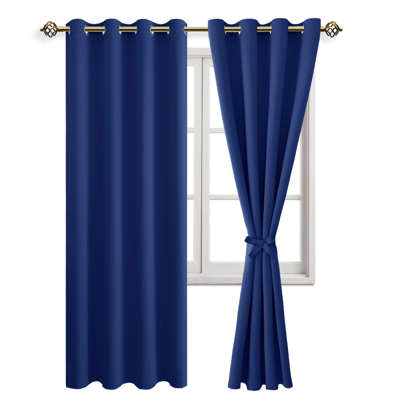 Set van 2 thermische verduisteringsgordijnen met inslagringen, gordijnen, verduisterend, isolerend, ondoorzichtig 160 x 135 cm (h x b), lichtblauw, type 139, 2 stuks Set van 2 thermische verduisteringsgordijnen met inslagringen, gordijnen, verduisterend, isolerend, ondoorzichtig 160 x 135 cm (h x b), lichtblauw, type 139, 2 stuks