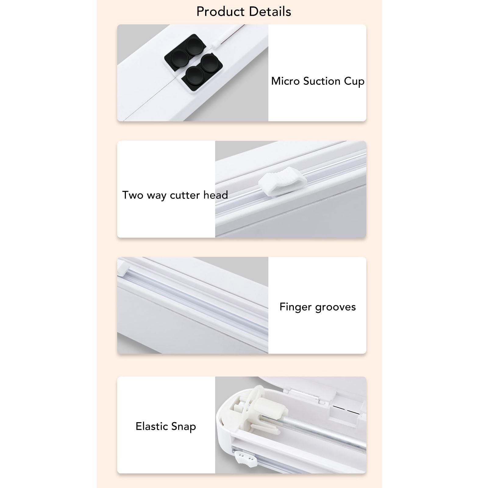 Plastic Wrap Dispenser With Cutter, Plastic Wrap Organizer Cling Film Cutter Suction Cup Cling Film Cutting Box Adjustable Storage Cutting Box