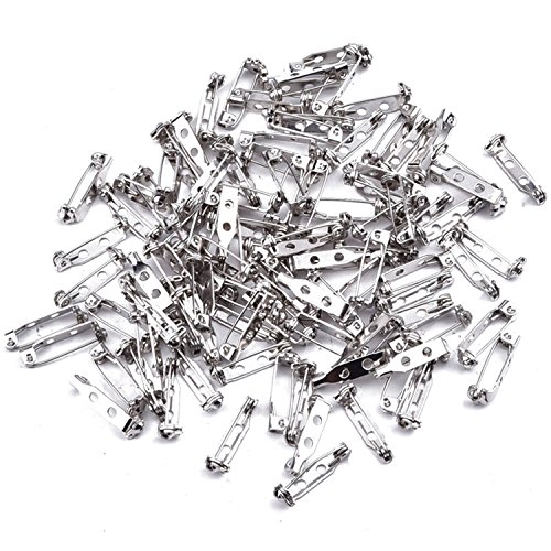 Mudder 100 Pieces Silver Tone Pin Back Clasp Brooch Name Badge Craft (0.75 Inch)