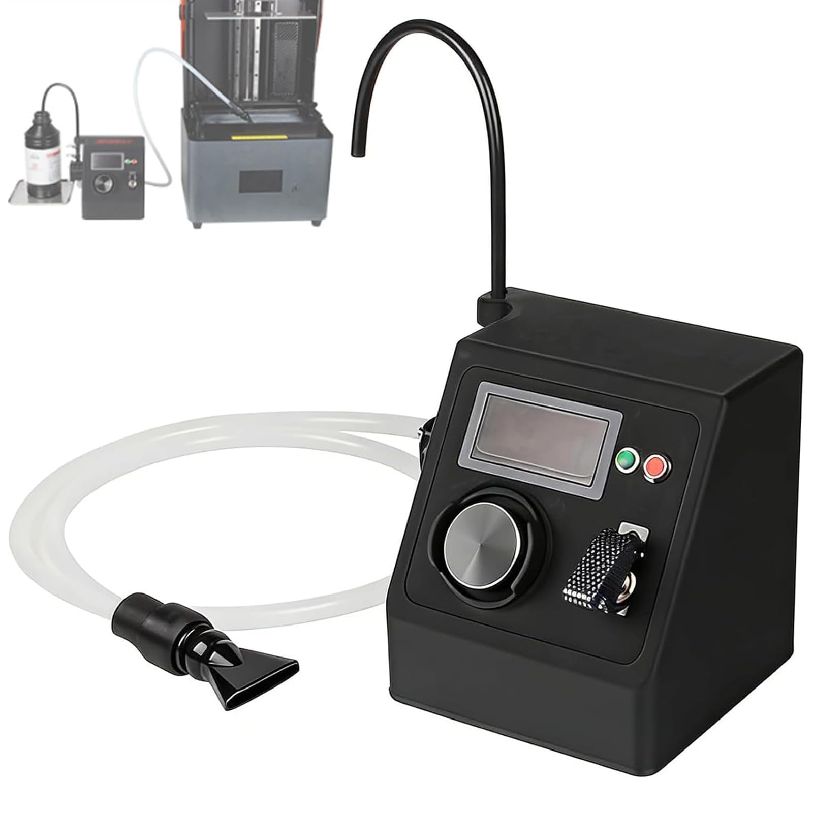 ZMJGLL 3D Printer Resin Pump, Electric Resin Recycle Tool,Swivel Suction Nozzle, Flow Rate 1L~2L/min, with Digital Display Screen/duckbill Adapter/tray, for Printers
