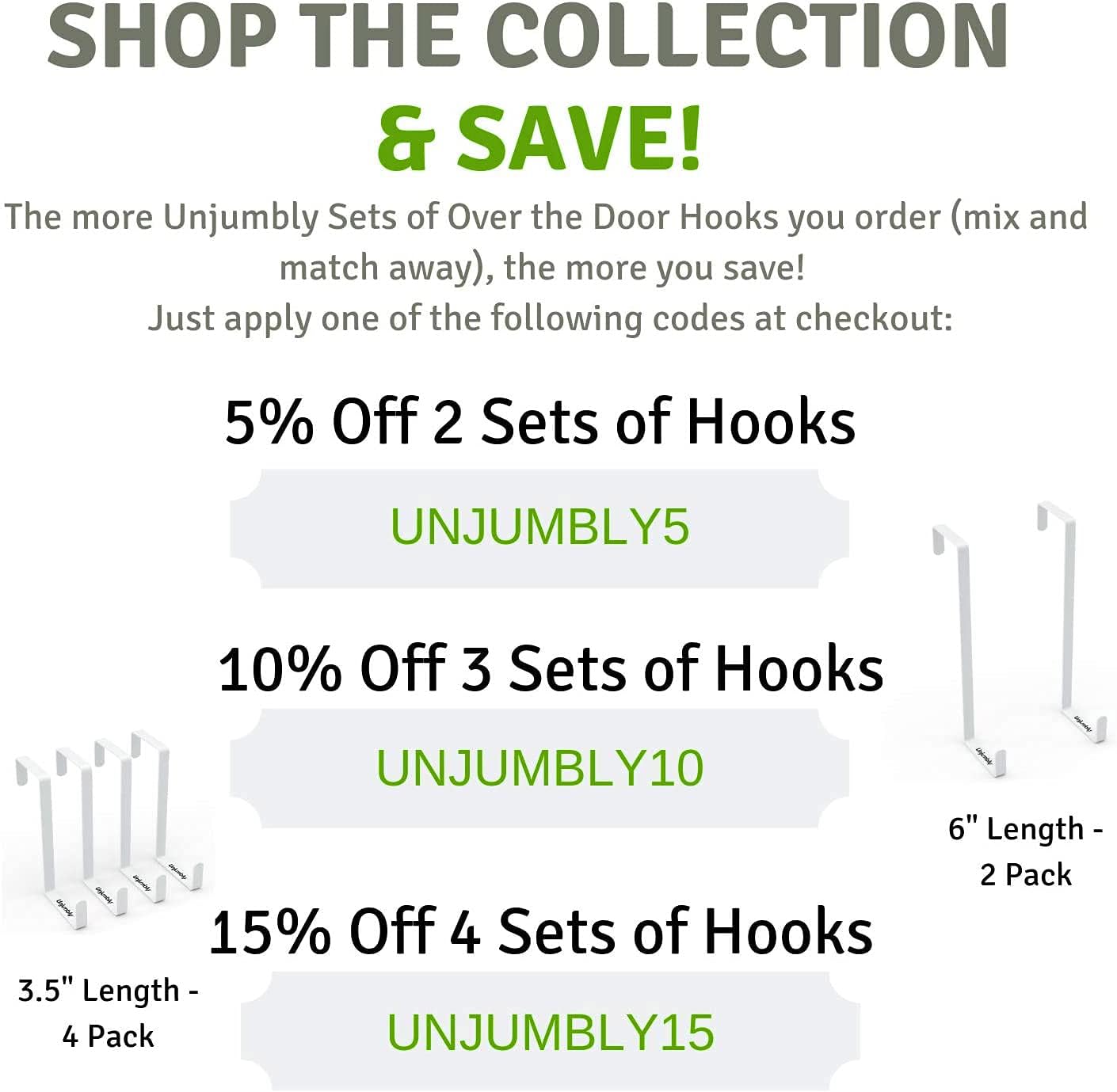 Blасk Frіdау - 80% оƒƒ Unjumbly Over The Door Hook- 4 Pack Sturdy Metal Over Door Hook, Fitting Two Sized Doors, Door Hangers and Over The Door Hooks for Hanging Clothes, Towels, Coats and More (White)