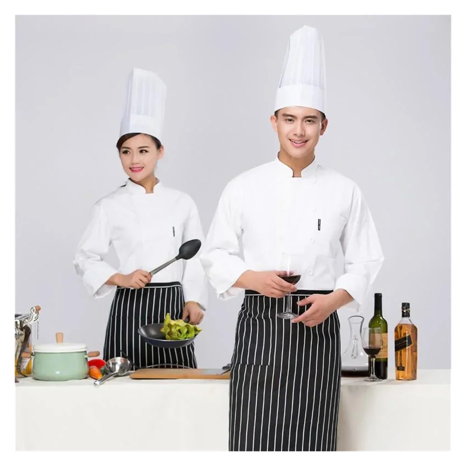 Koch Jacke Kochkleidung Langarm Zweireihig Küchenkleidung Hotel und Restaurant Arbeitskleidung for Männer Restaurant Back Kitchen(Bai-Duan,4XL)