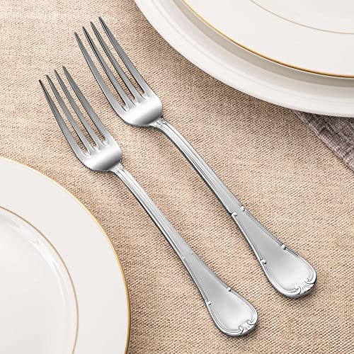 Keawell Elizabeth 7.1" Salad Fork, 8/10 Stainless Steel Silverware Fork Set. Dessert Forks Set, Set Of 4, Dishwasher Safe, Mirror Polished, Silver #TOP2