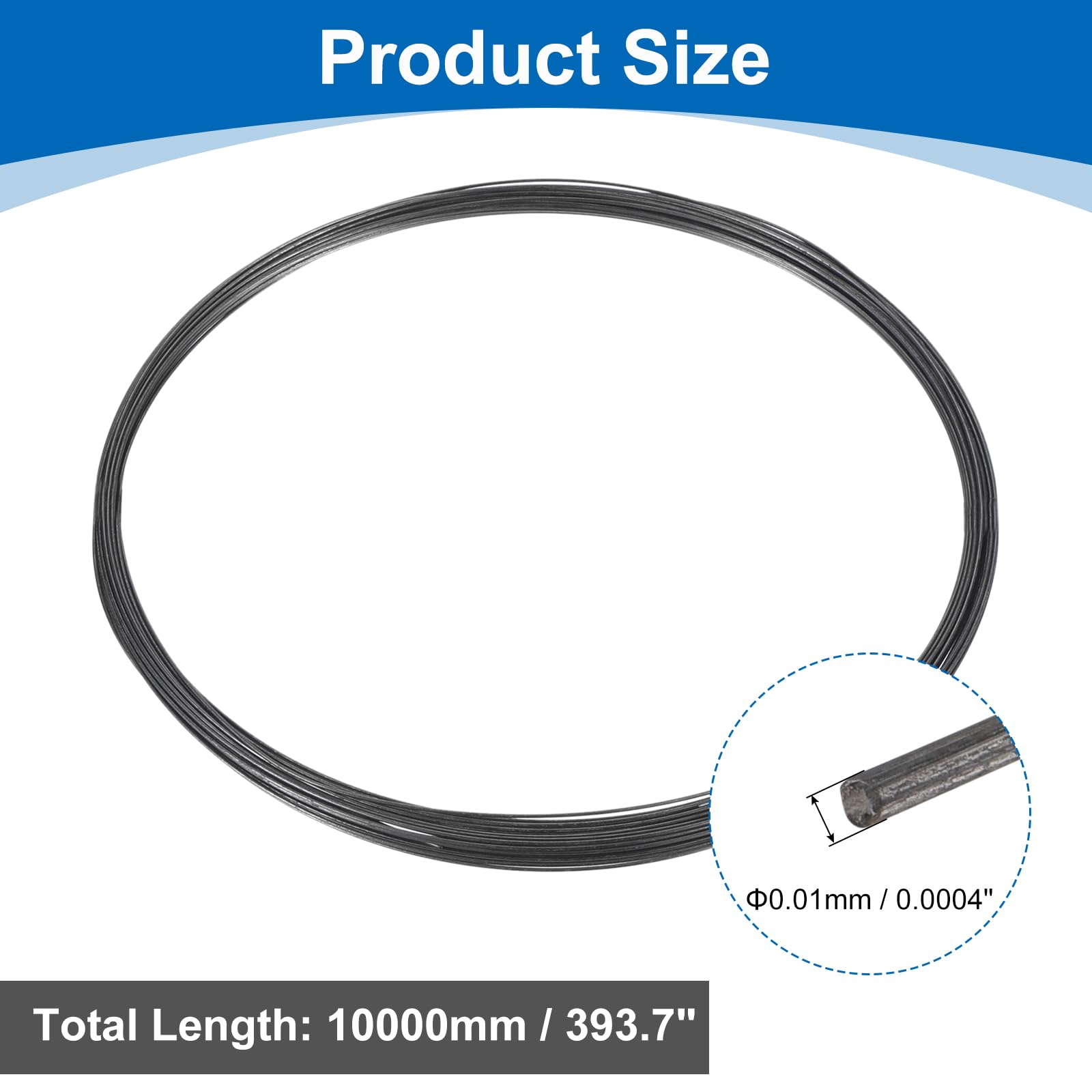 sourcing map Fil de tungstène, 99,99 % de fil de tungstène de haute pureté, 0,01 mm de diamètre x 10 m de long, bobine métallique de filament de tungstène pour l'industrie électronique de production