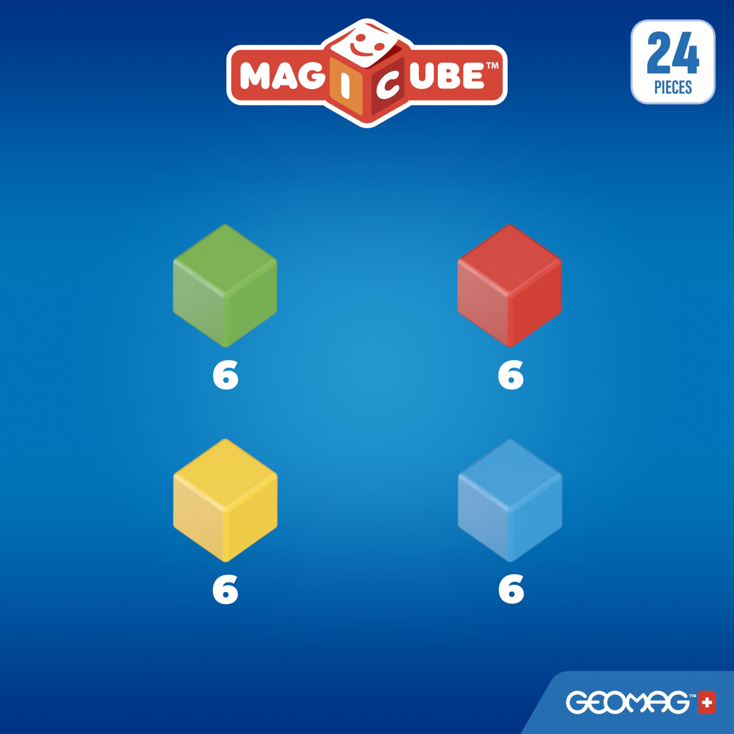 Swiss-Made MagiCube Sicherheitsgeprüft, große Magnetblöcke 4,0 cm, ungiftig, glatte Kanten, Geschenke für 3 4 5 6 Jahre alt, Magnetspielzeug Bausteine Kleinkinder, Mädchen & Jungen, sensorisches STEM,