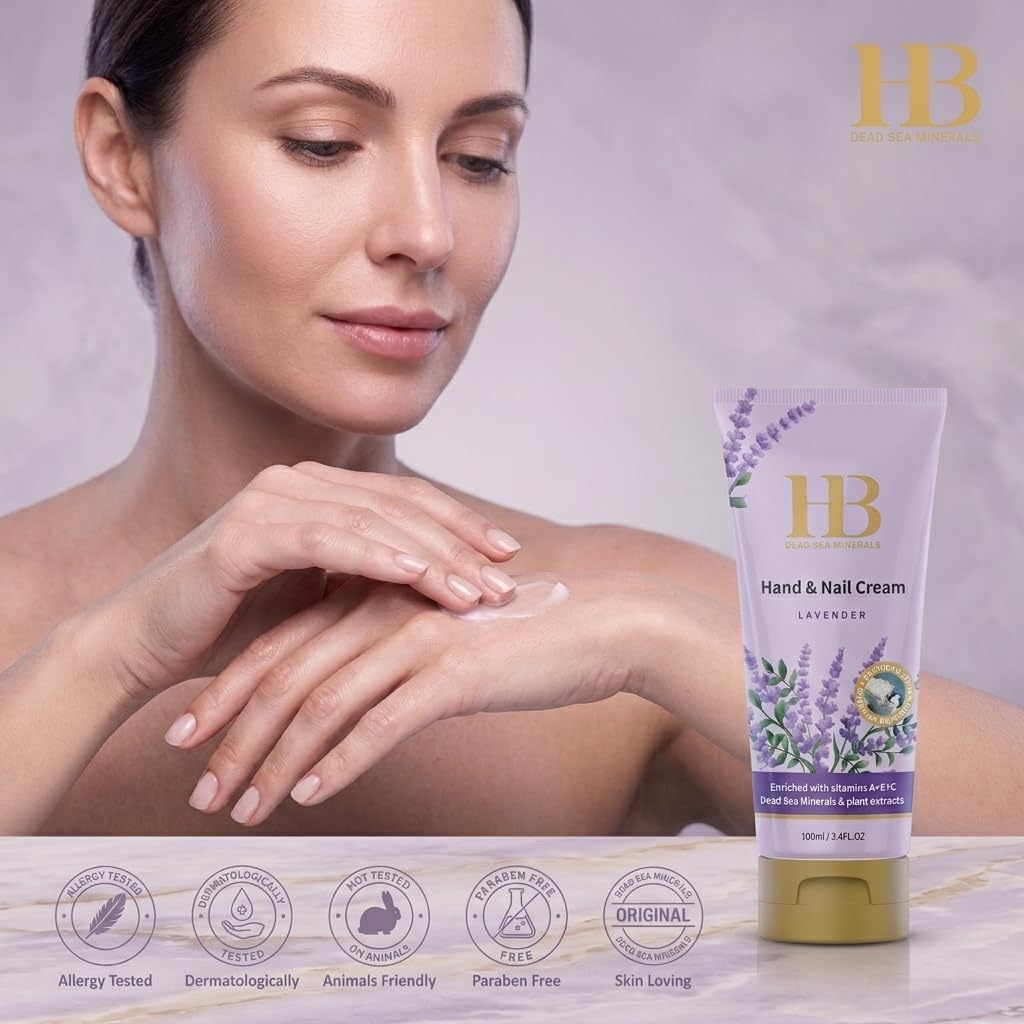 Health & Beauty Dead Sea Minerals Lavender Hand & Nail Cream 100ml – Moisturizing Hand Care for Dry Skin, Soft Hands, Nail Nourishment & Daily Hydration