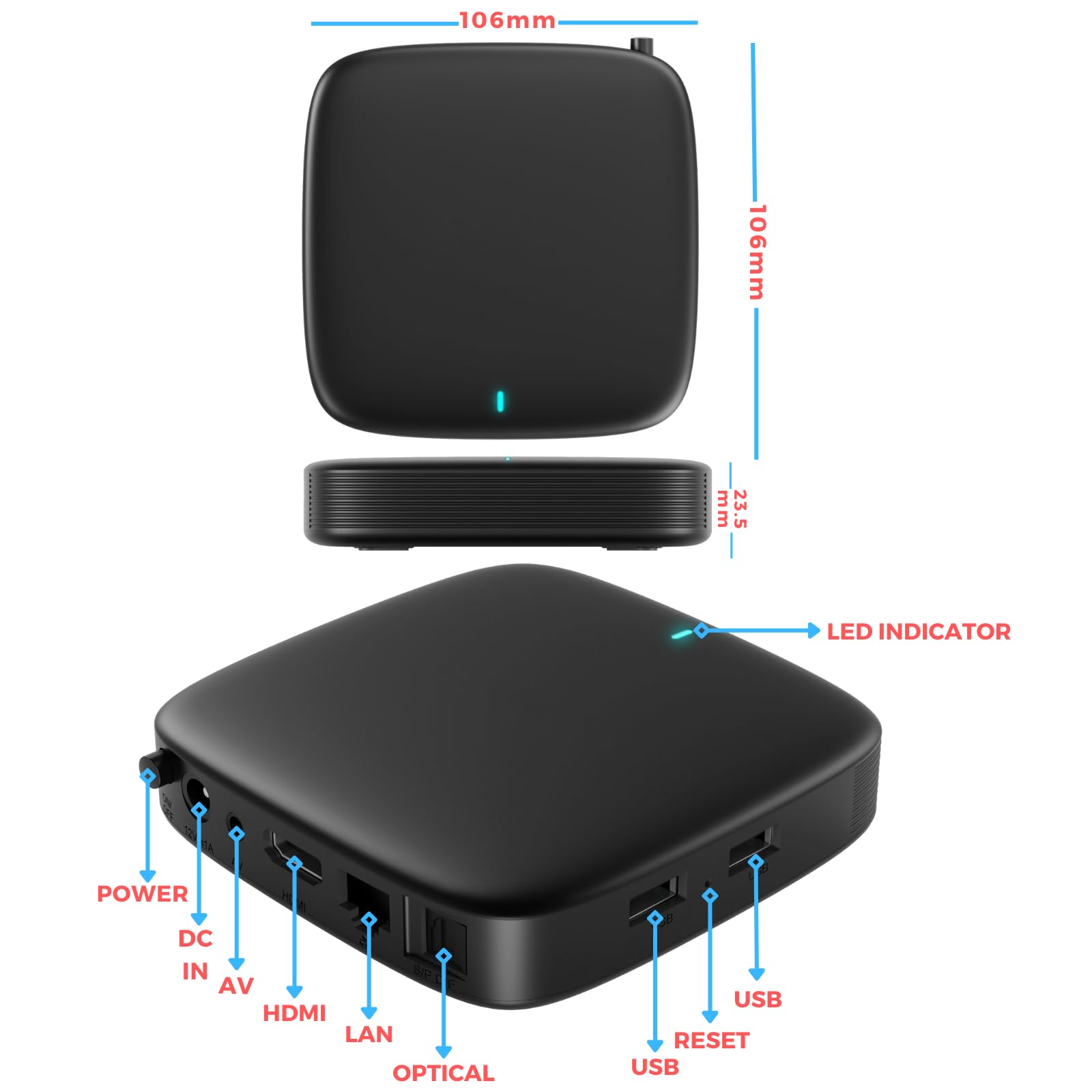 Raxxio MAG555 Google TV Box – 4K HDR Android TV Media Player with Google TV OS, Dual-Band Wi-Fi, Bluetooth 5.0, and Voice Remote with Google Assistant