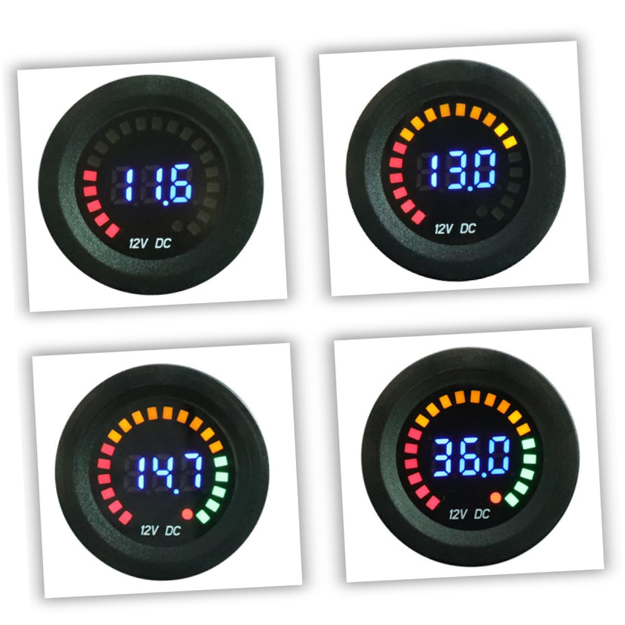 PartyKindom 3pezzi Voltmeter Digitale Per Auto e Display Led Tester Di Tensione Per Batterie Strumento Di Misura Compatto e Facile Da Installare Per Camper e Veicoli Off-road