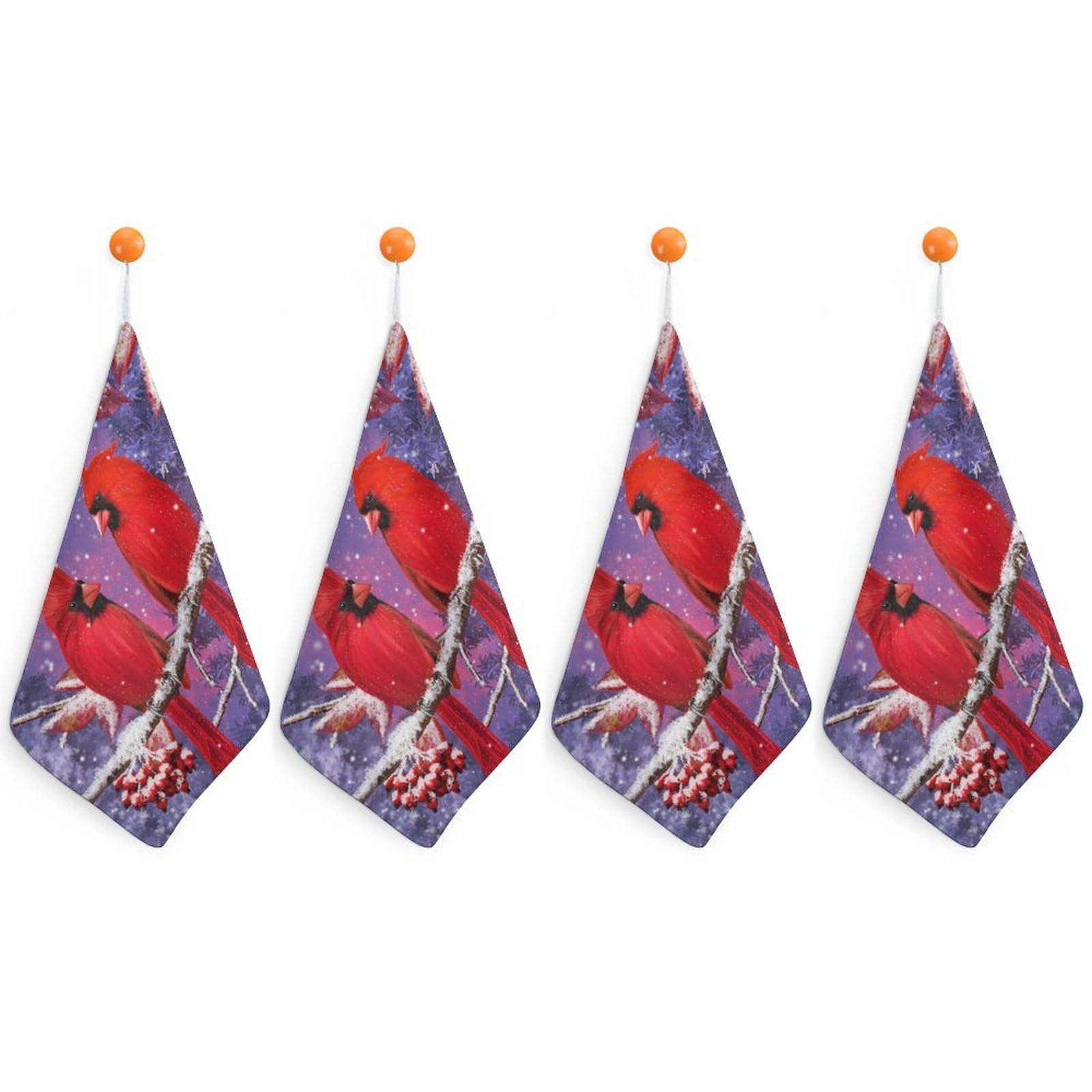 CGSBNGHA Bird Snowy Red Cardinal Hand Towel Hanging Face Towels Cleaning Cloths Handkerchief for Bathroom Kitchen
