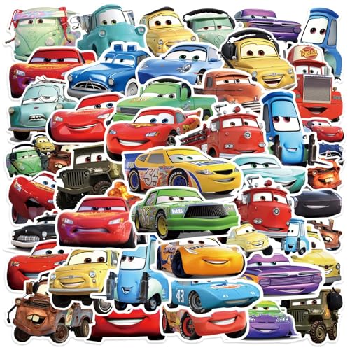 50PCS Cartoon Cars Movie for Water Bottles Laptop Luggage Cute Stickers for Adults Teens Waterproof Vinyl Decals (B)