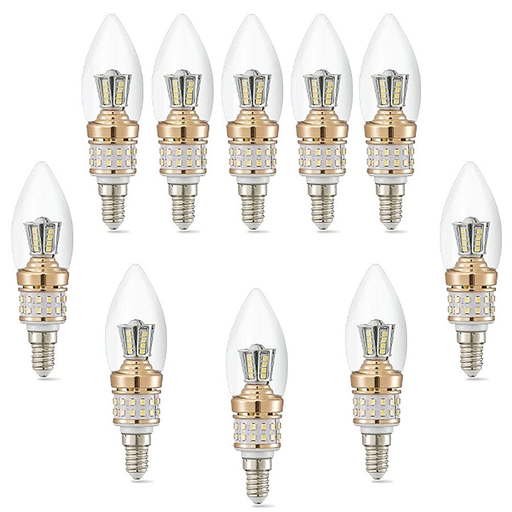 ZYUJIA E14 LED Candle Bulbs Not Dimmable 10W,100W Equivalent,Small Edison Screw 1000LM Chandelier Bulbs,Cool White 6000K Vintage Filament Energy Saving Candelabra Bulb Pack of 10