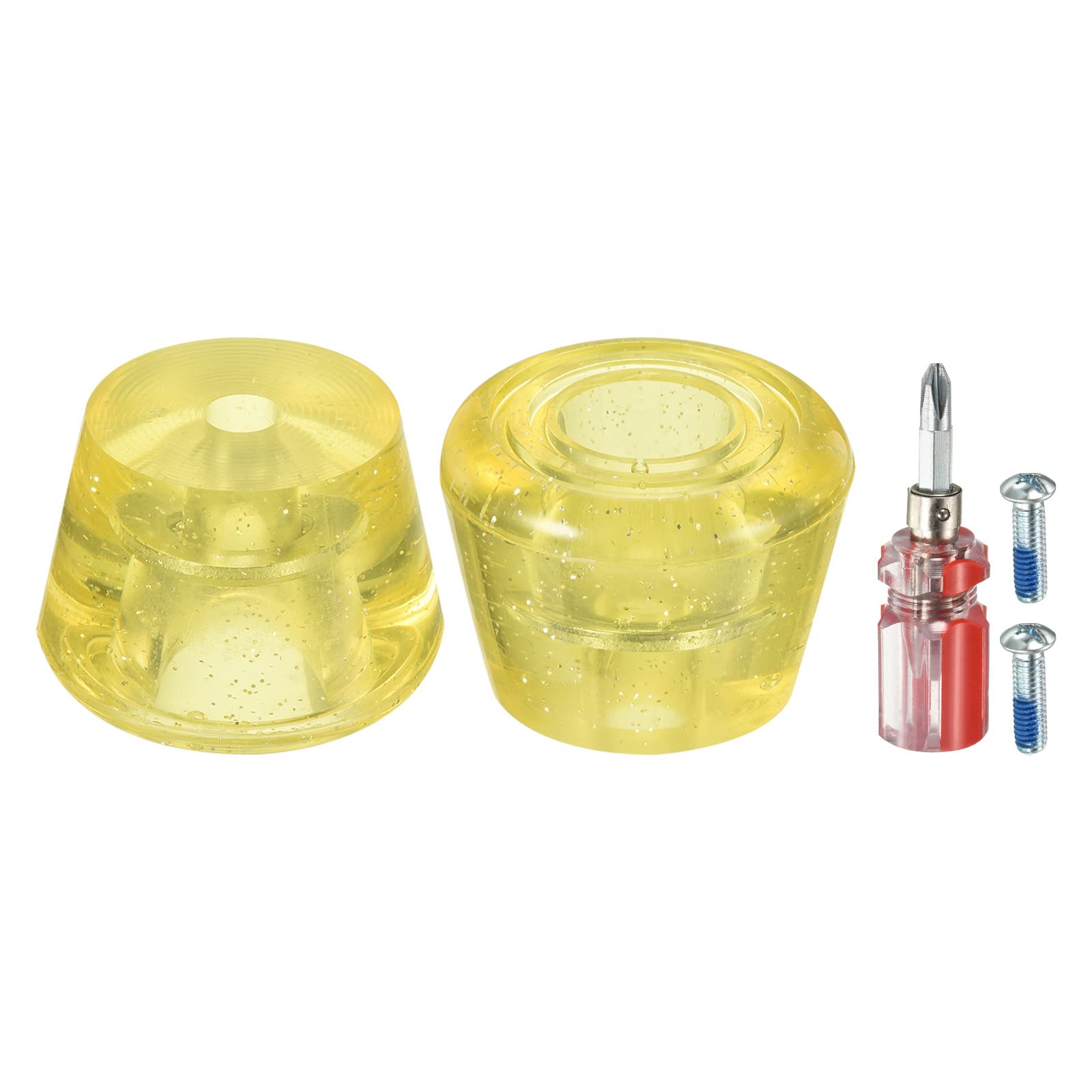 PATIKIL Roller Skate Toe Stops with Screwdriver, 1 Pair 82A Rubber Brake Stoppers Block for Roller Skate Accessories Replacement, Clear Yellow