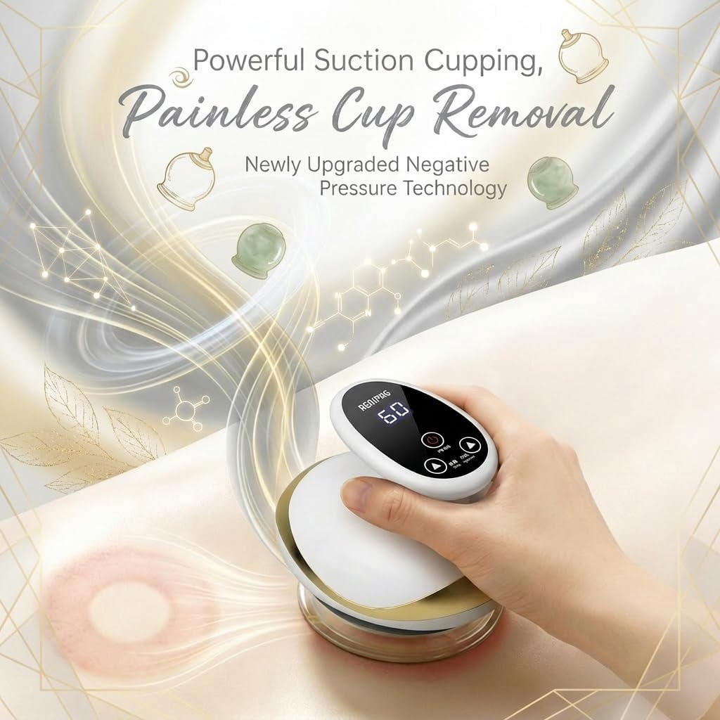 Electric Vacuum Cupping Set with Heat and Suction | 9-Strength Adjustable Body Massager | Handheld Deep Tissue Tool for Muscle Groups | Home Relaxation Gift Box