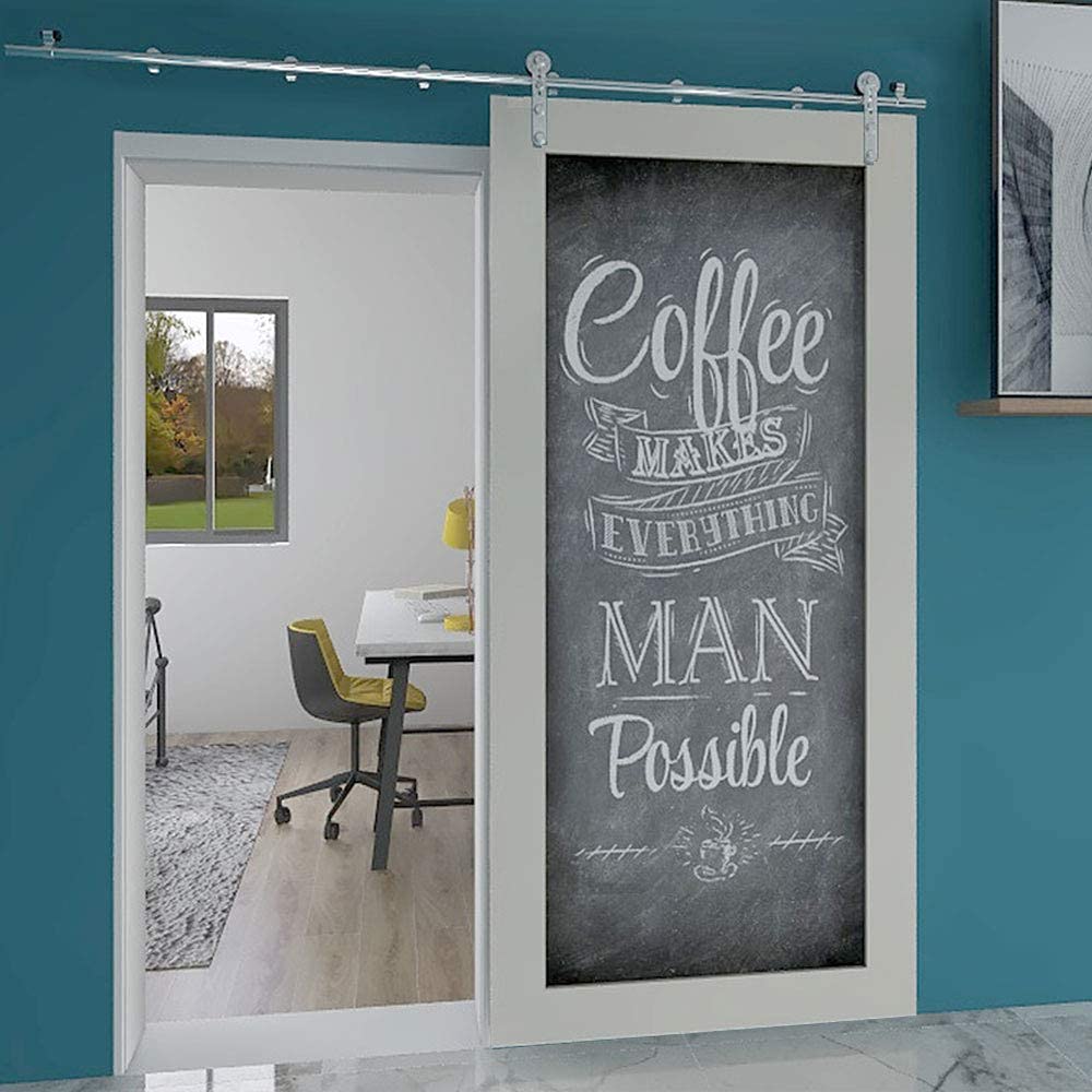 CCJH 183CM/6FT Herraje para Puerta Corredera Acero Inoxidable Kit de Accesorios, Guia Riel Puertas Correderas, Forma I